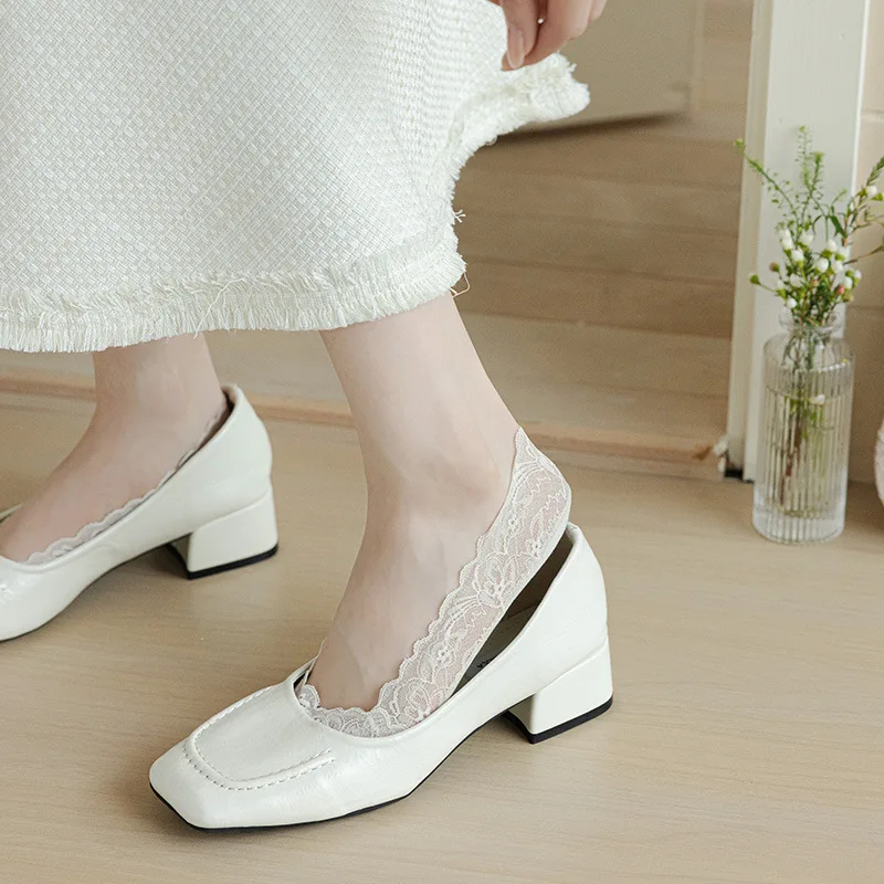 Onzichtbare sokken dames zomer dunne ondiepe mond katoenen onderkant siliconen antislip kanten bootsokken Calcetines De Barco