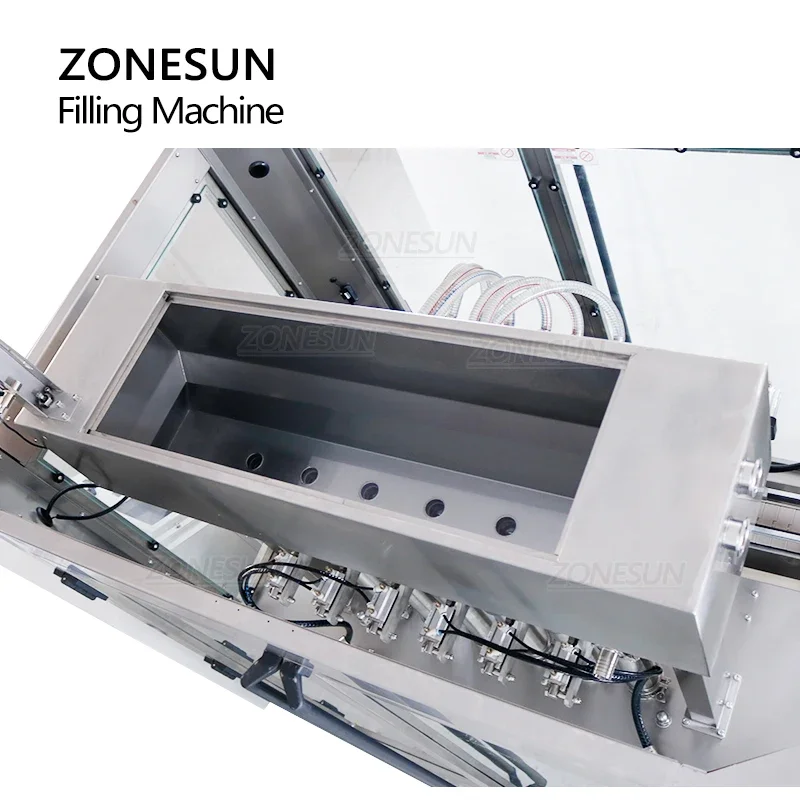 ZONESUN Vertical Explosion Proof Shampoo Inflammble Liquid Cream Ketchup Servo 6 Heads Filling Machine for Production Line