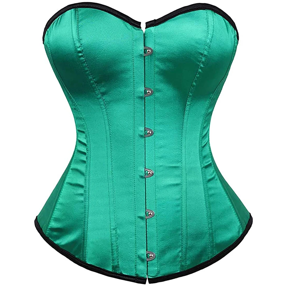 Satin Overbust Corset Women Bustiers Tops  Sexy Costume Gothic Elegant Corselet Brocade Vintage Bridal Korsett Plus Size