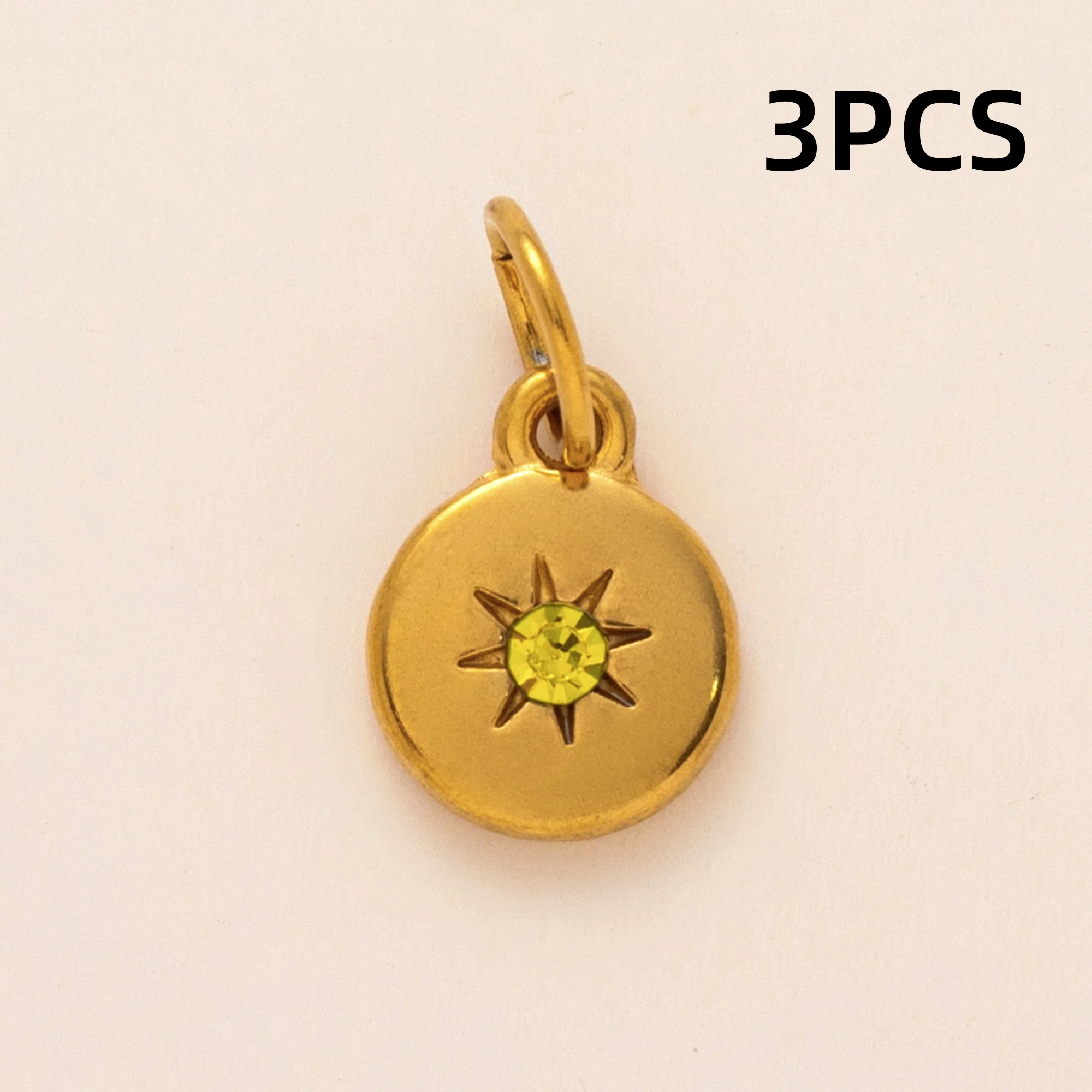 3 Stück modische und farbenfrohe Dezember-Sonne-Anhänger aus 316er Edelstahl, wasserdicht, farberhaltend, DIY-Anhänger für Schmuck – Detail 4