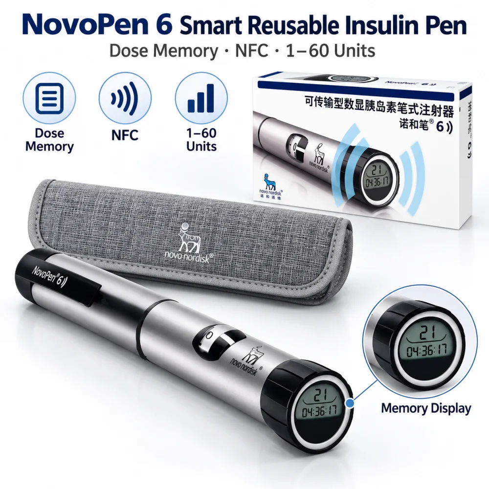 NovoPen 6 Digital Insulin Injection Pen Reusable with Dose Memory, Tracks Last Dose and Time Since Last Injection