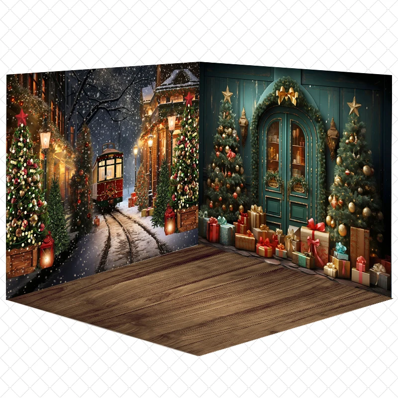 Mocsicka Christmas Tree Backgrounds For Photography Indoor Home Party Snow Gifts Shooting Props Room Decorations Backdrop Studio