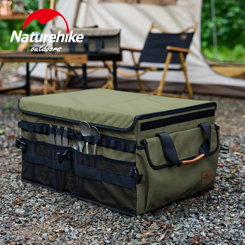 

Naturehike Outdoor Clothes Storage Folding Box Oxford Cloth 30L/60L Tool Cabinet Multiple Interlayer Tableware PE Cardboard Box