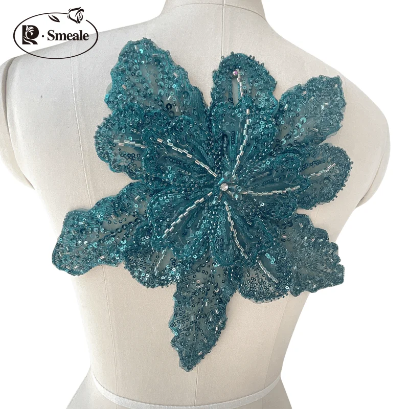 Dreilagige bestickte Perlen-Pailletten, große Applikation, große Blumen, DIY-Kleidung, Kleid, Heimdekoration, Aufnäher-Zubehör RS 253202 – Detail 10