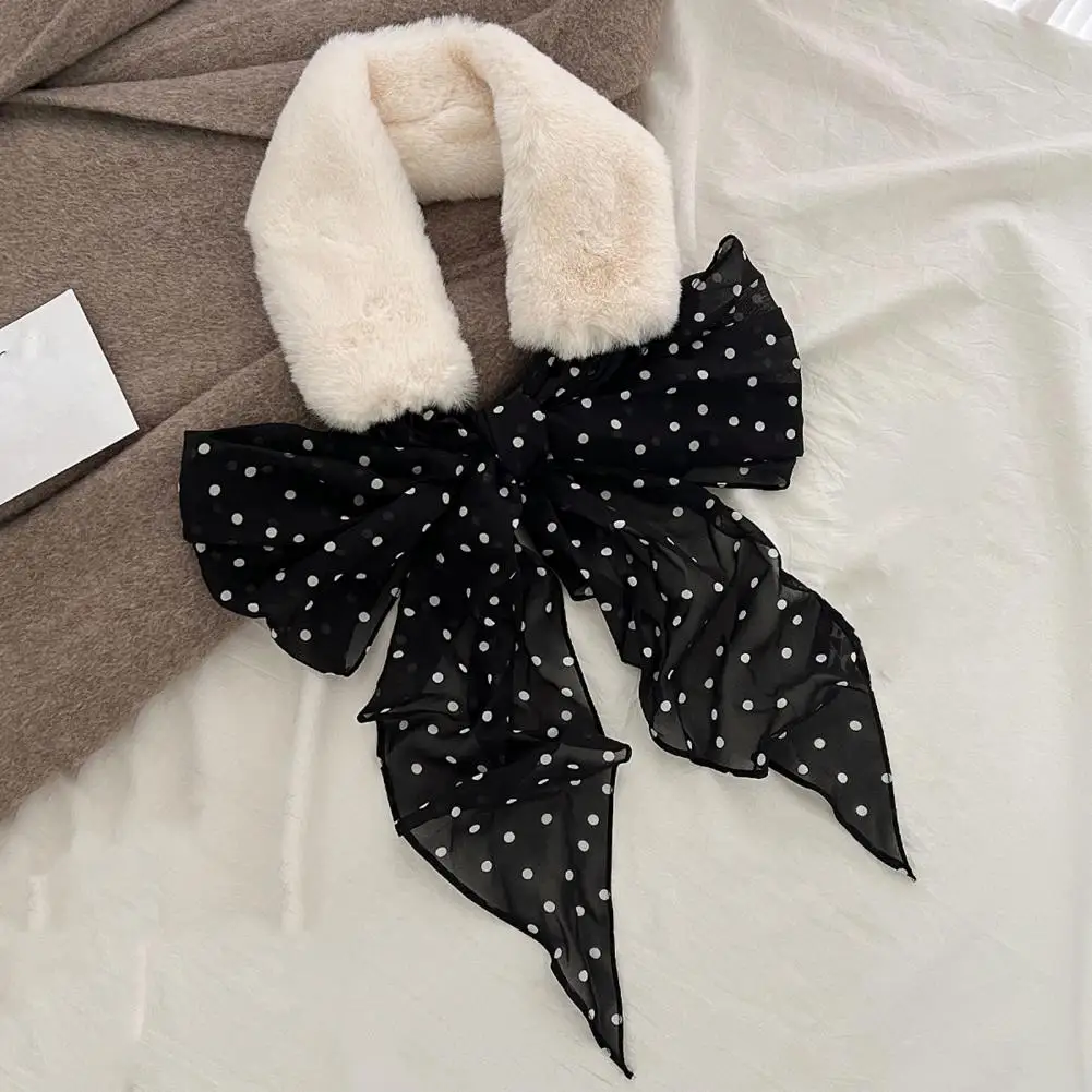 Women's Faux Fur Collar Scarf Winter Furry Self Tie Scarf Cold Weather Neck Warmer Wrap For Ladies Daily Wear Date Bufanda