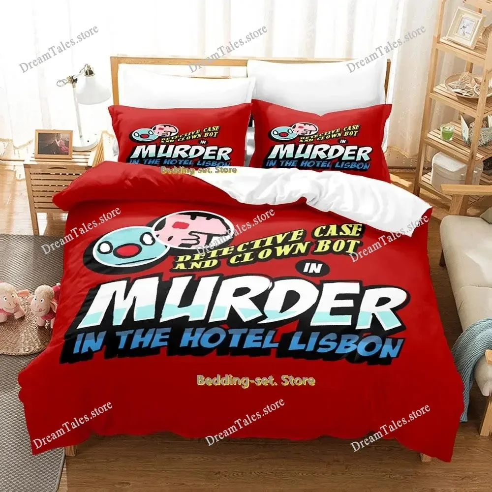 

Detective Case and Clown Bot in Murder in The Hotel Lisbon Style Duvet Cover Pillow Case Bedding Set Quilt Cover Double Bed
