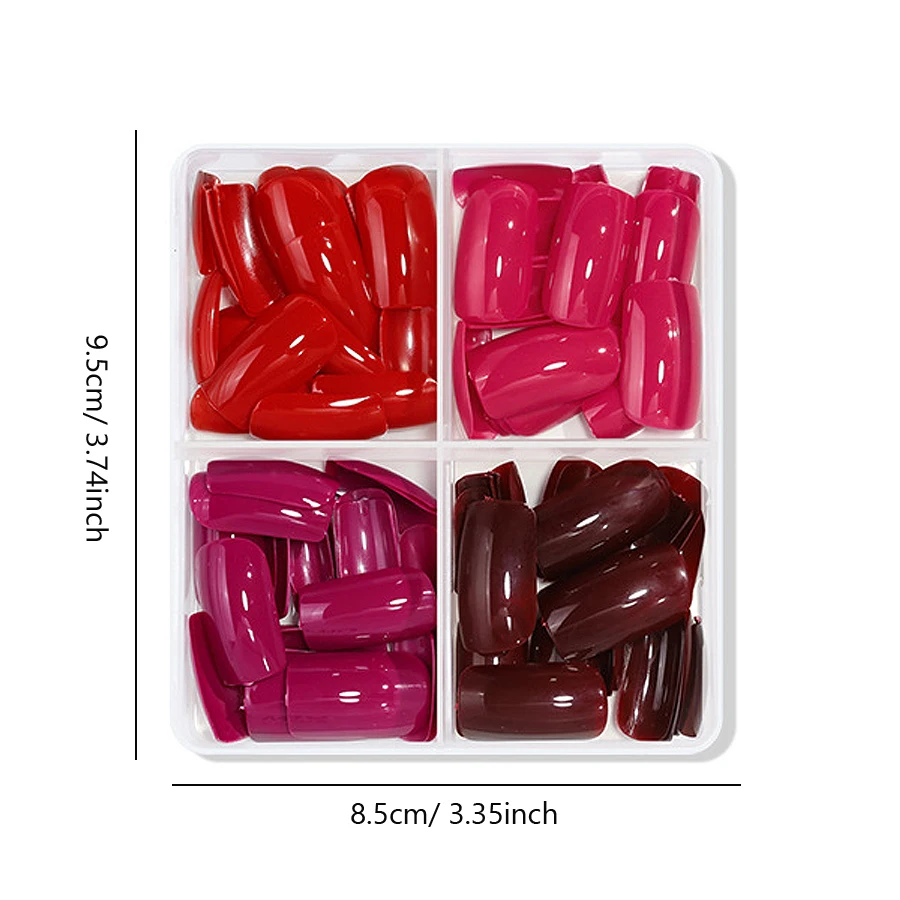 96 Stück kurze künstliche Nägel zum Aufdrücken, glänzend, einfarbig, künstliche Nägel mit vollständiger Abdeckung für die Maniküre im natürlichen Look – Detail 6
