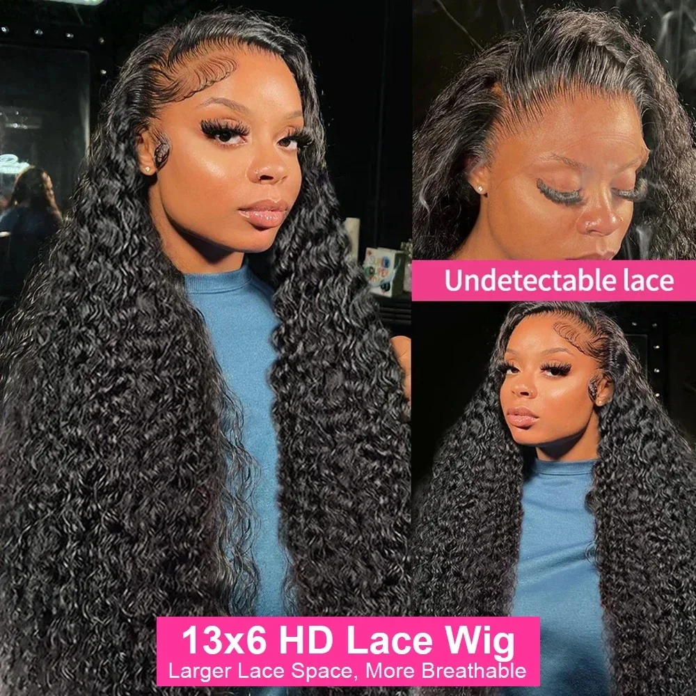 Brazilian Deep Wave Curly Wig, Lace Frontal Wig, Glueless Encerramento Perucas, Cabelo Humano, 13x6, 13x4, 13x4, 5x5, HD Lace, 30\