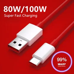 80W 100W SuperVOOC Type C USB Fast Charging Cable For OnePlus 9RT 10 Pro 10R 11 11R 12 13 15 Nord 2T 3 CE 2 3 Lite 4 5 N200 N300