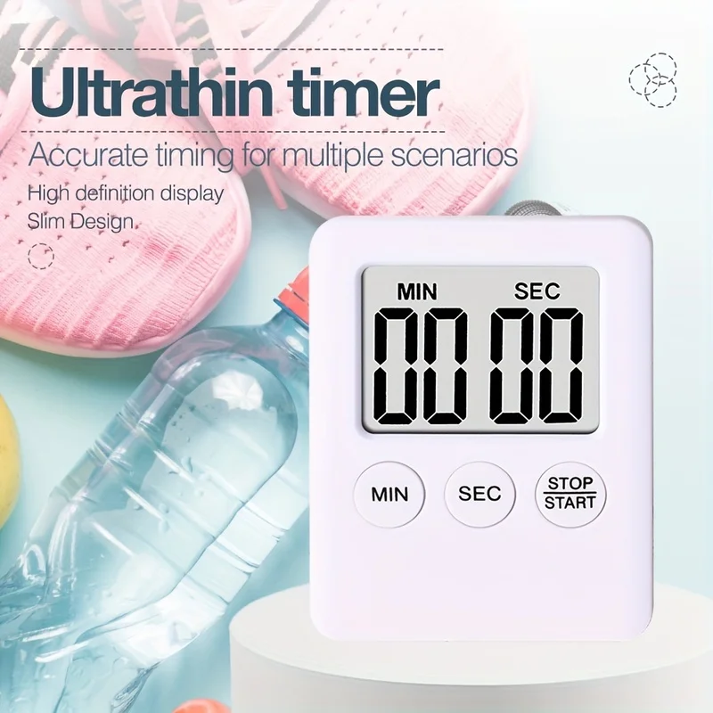 KT THERMO Mini Digital Kitchen Timer Magnetic Countdown Stopwatch Wall Mount for Cooking Study Gym Home Battery Included