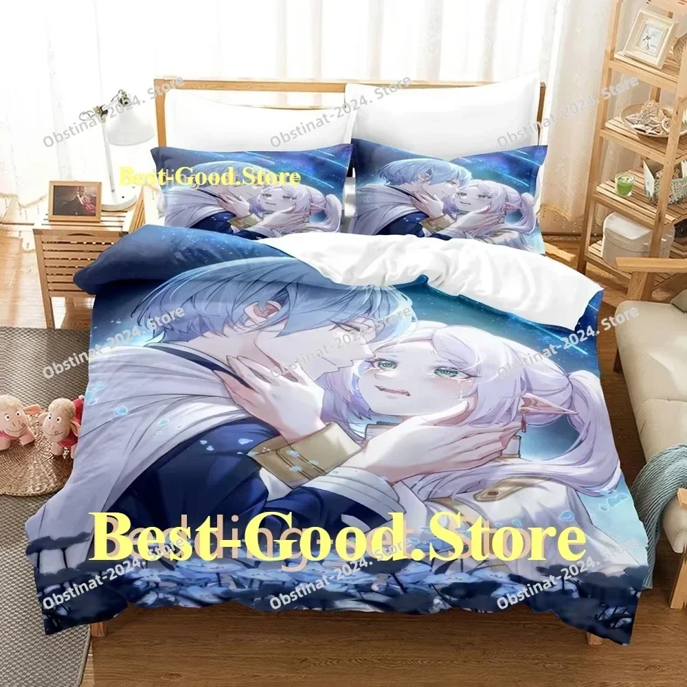 Frieren Beyond Journey's End Bedding Set Print With Pillowcase Bed Duvet Cover Soft Single Double Queen Super King Size Bedroom