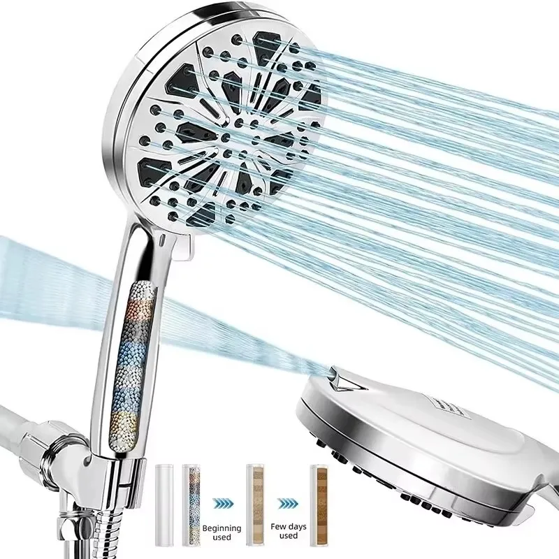 1/2Pcs 10 Function Shower Head Bathing Filter Showing Bathroom 4-Inch Household Hand-Held Shower Supercharged Water Spray Gun