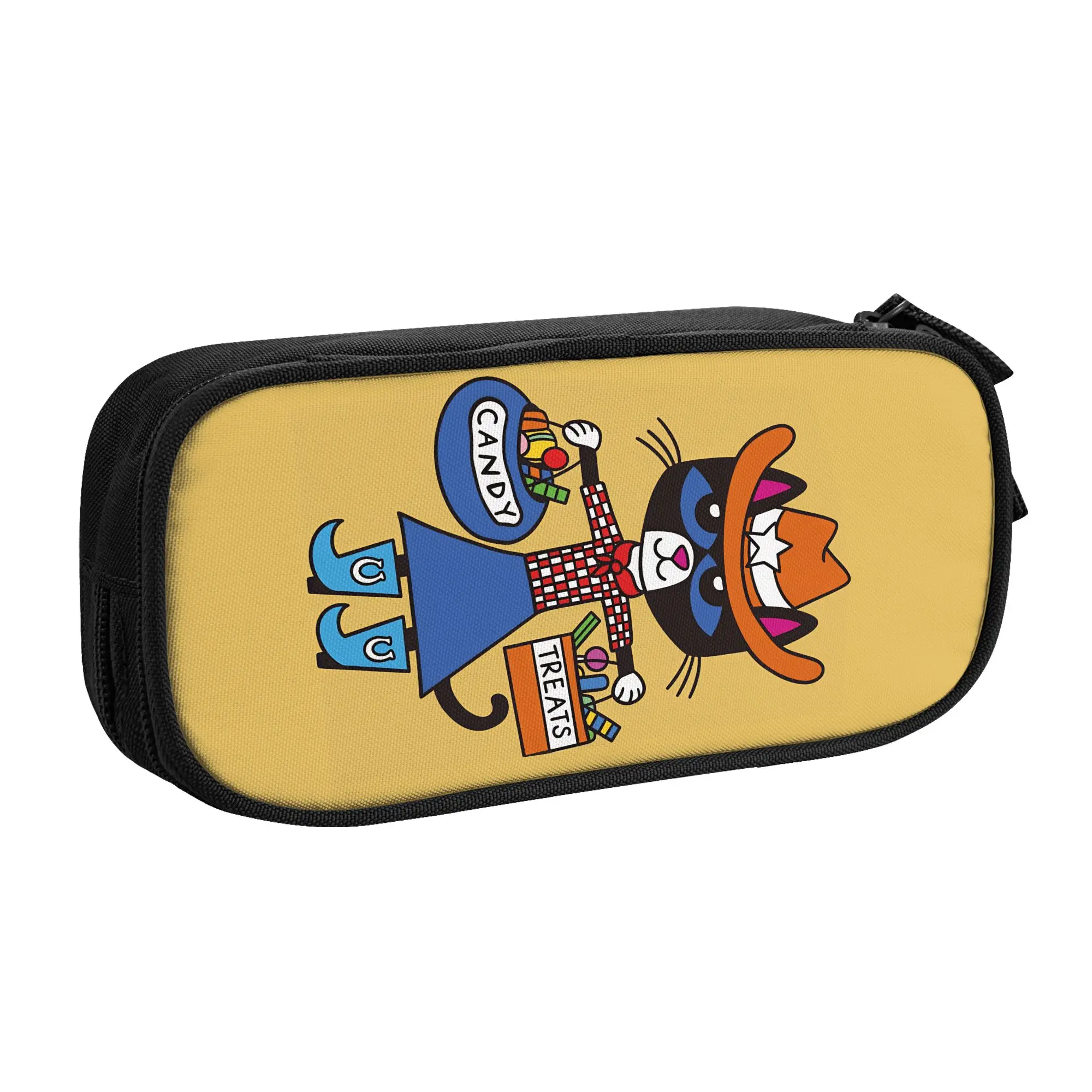 Aesthetic Pencil Case Petes the cat halloween party Poster Pencil Bag  School Pencil Cases Double Layer Stationery Organizer