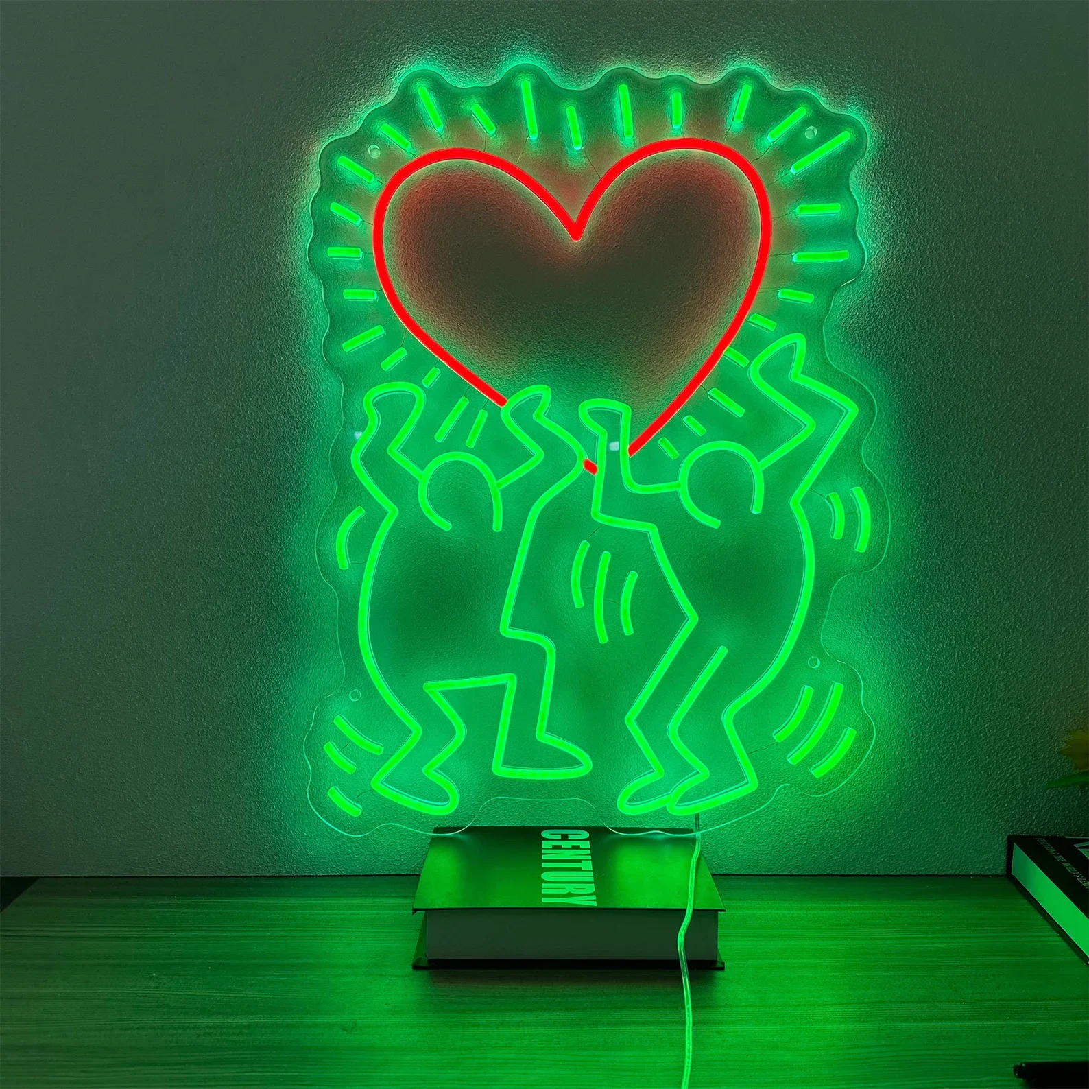 Keith Haring Love Art Neon Sign Handmade Neon Lights for Hair Beauty Salon Neon Business Sign, Modern neon sign Home Room Wall D