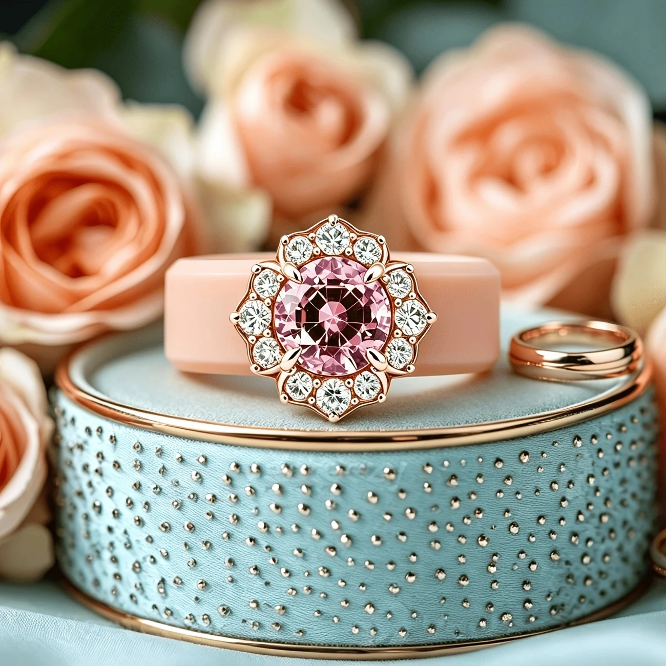 Khaki Silicone Rings in a Claw-Set Floral Design, Inlay CZ; Skin-Friendly and Comfortable, Suitable for Everyday Wear and Work