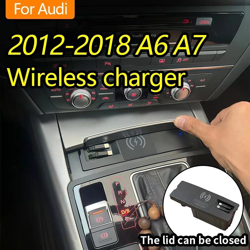 لأودي 2012-2018 A6 A7 شاحن سيارة لاسلكي ولاعة السجائر الفاصل كابل تليسكوبي للشحن السريع لسامسونج آيفون #1