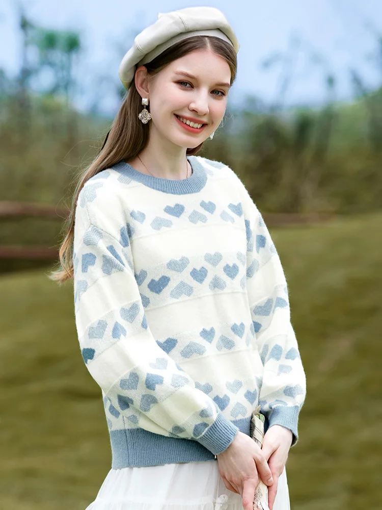 I BELIEVE YOU Striped Sweater for Women 2023 Winter Oneck Pullover Knitted Tops Winter Outdoor Gentle Female Clothing 2224124546