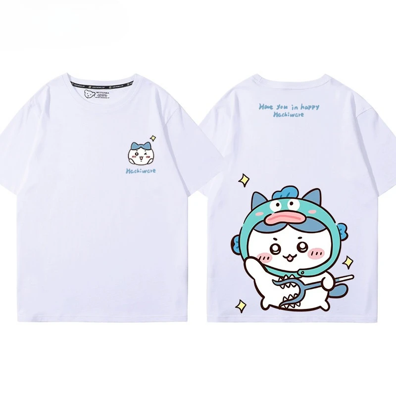 Kawaii Chiikawa Ji-i Usagi Hachiware Graphic Tee Unisex Loose Fit Cotton Casual Summer Couple Short Sleeve Tops