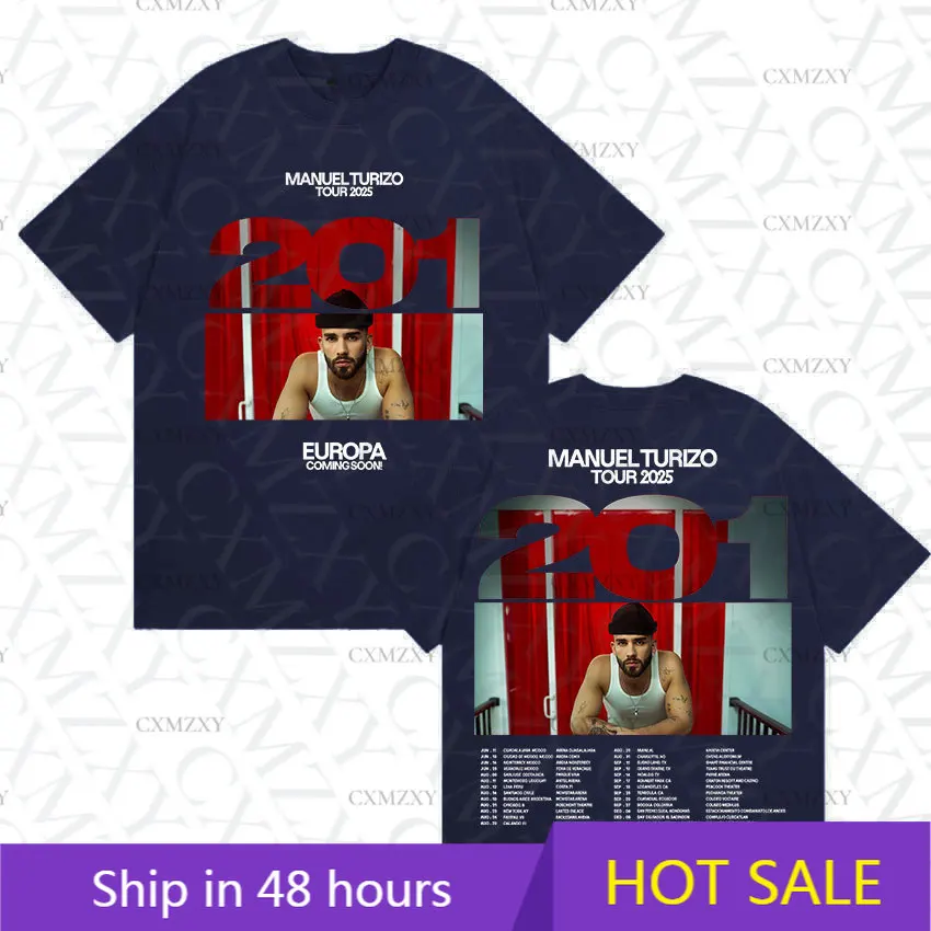 

Rapper Manuel Turizo Tour 2025 Graphic T-Shirt Men's Hip Hop Loose Short Sleeve T Shirt Vintage Oversized Cotton Tees Streetwear