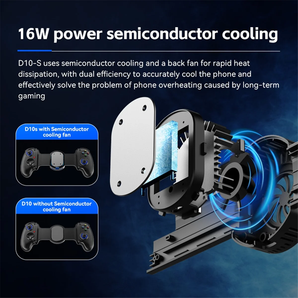 

#654Q D10S Stretch Cooling Gamepad for Delta PS4 Android IOS Tablet SwitchXBOX 400mAh Streaming Joystick Black (Black)