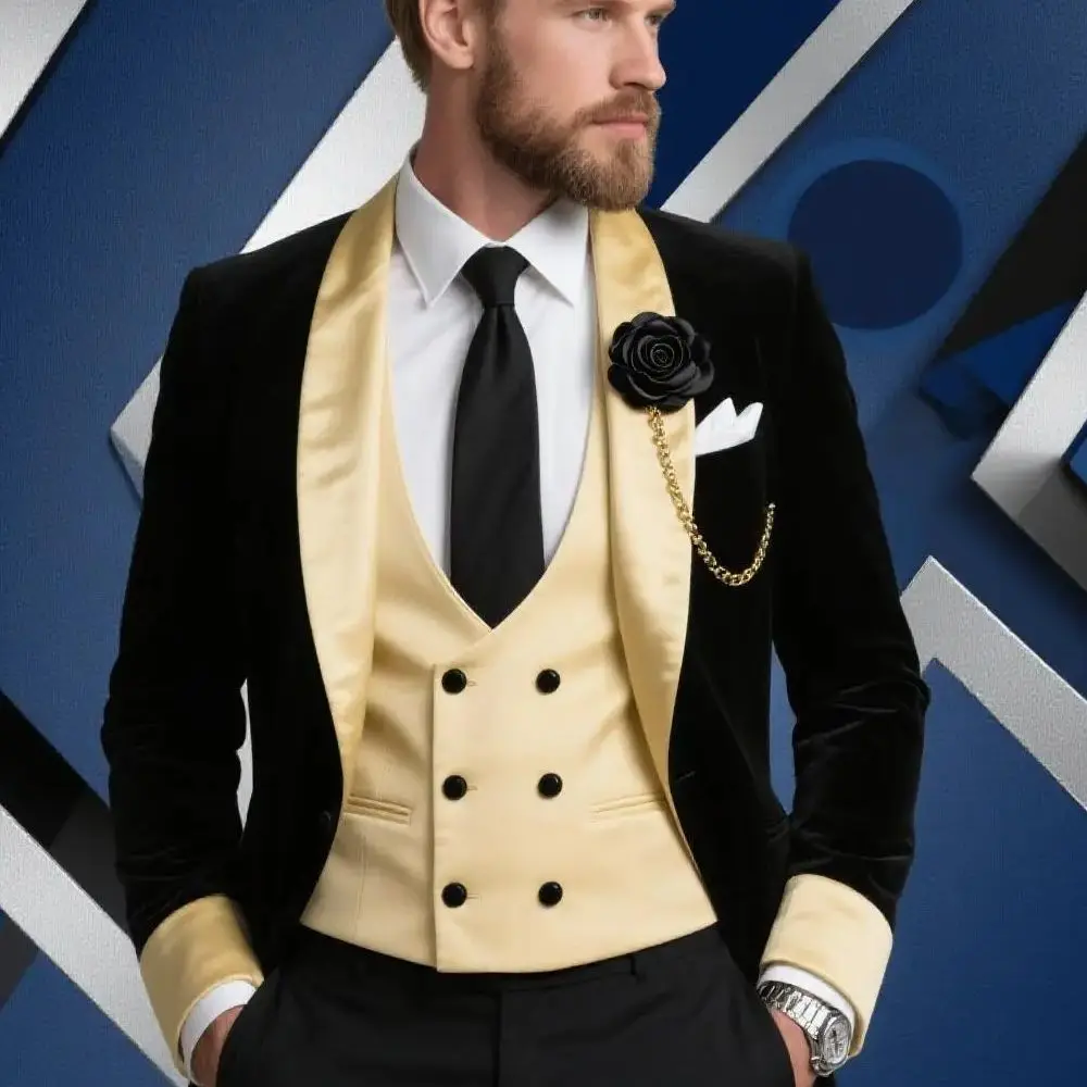 

3 Pieces Slim Fit Men Suits Formal Business Suits Groom Tuxedos for Wedding Party Prom Suits Jacket Pant Vest