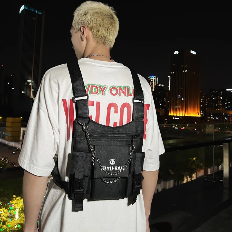 Unisex Tactical Chest Rig Bag Hip Hop Streetwear Bag Functional Waist Pack Adjustable Crossbody Chest Bags Waistcoat vest Packs