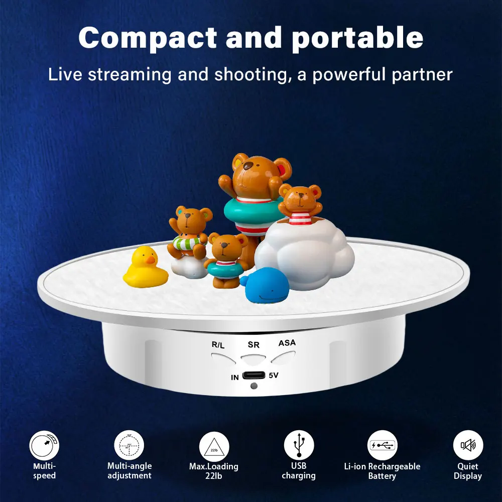 

USB Electric turntable 200 mm for video shooting show turntable, 3 rotating speed photography show 360 electric rotary gifts