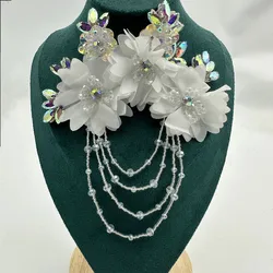 Fashion Handmade  3d  Rhinestone Flower Embroidery Applique Patch Sew On  Hat and Clothes for DIY
