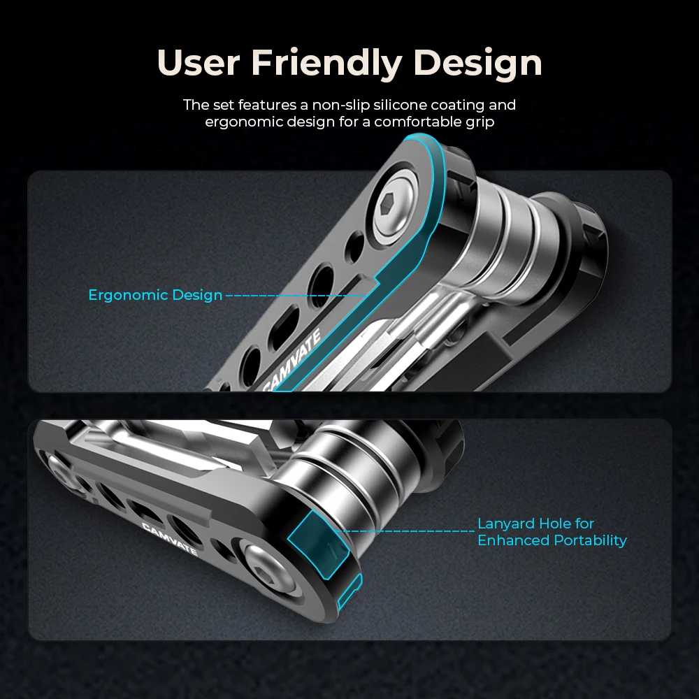 CAMVATE Strumenti funzionali pieghevoli 6 in 1 Set di strumenti tascabili universali per fotocamera DSLR con cacciaviti e chiavi