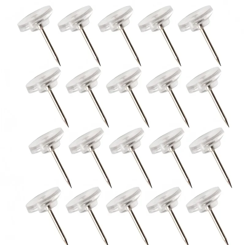 190 pcs Clear Flat Thumb Tacks, Office Bulletin Board, Easy Push Sharp Pin, Reusable Wall Safe, Multipurpose