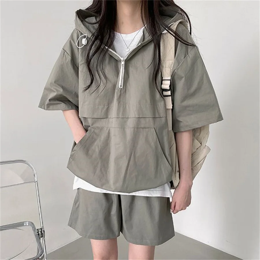 

Fashionable Casual Short Sleeve Set Women's Loose Fit Hoodie Sportswear Versatile Color 5 Options Autumn New Arrival