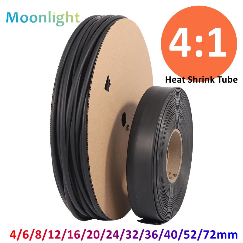 1/5/10/25M 4:1 Heat Shrink Tube with Glue Dual Wall Tubing Diameter 4 6 8 20mm Adhesive Lined Sleeve Wrap DIY Connector Repair