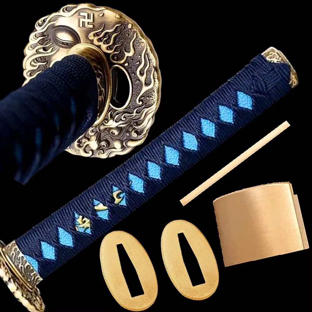 26cm Tsuka Set Brass Tsuba+Menuki+Fuchi+Kashira+Habaki+Seppa Accessory For Japanese Samurai Katana Sword Guard Fitting