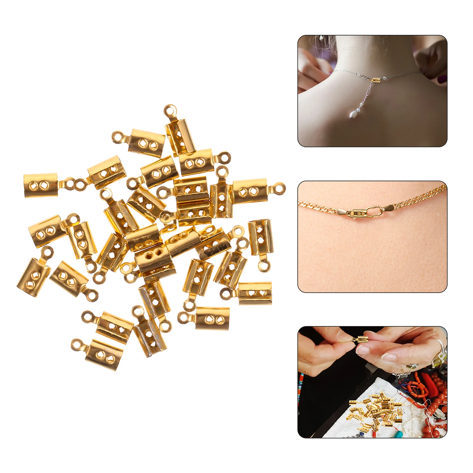 

30 Pcs Bracelet Connector Accessory for Jewelry Making Necklace Buckle Golden Clasp Stainless Steel