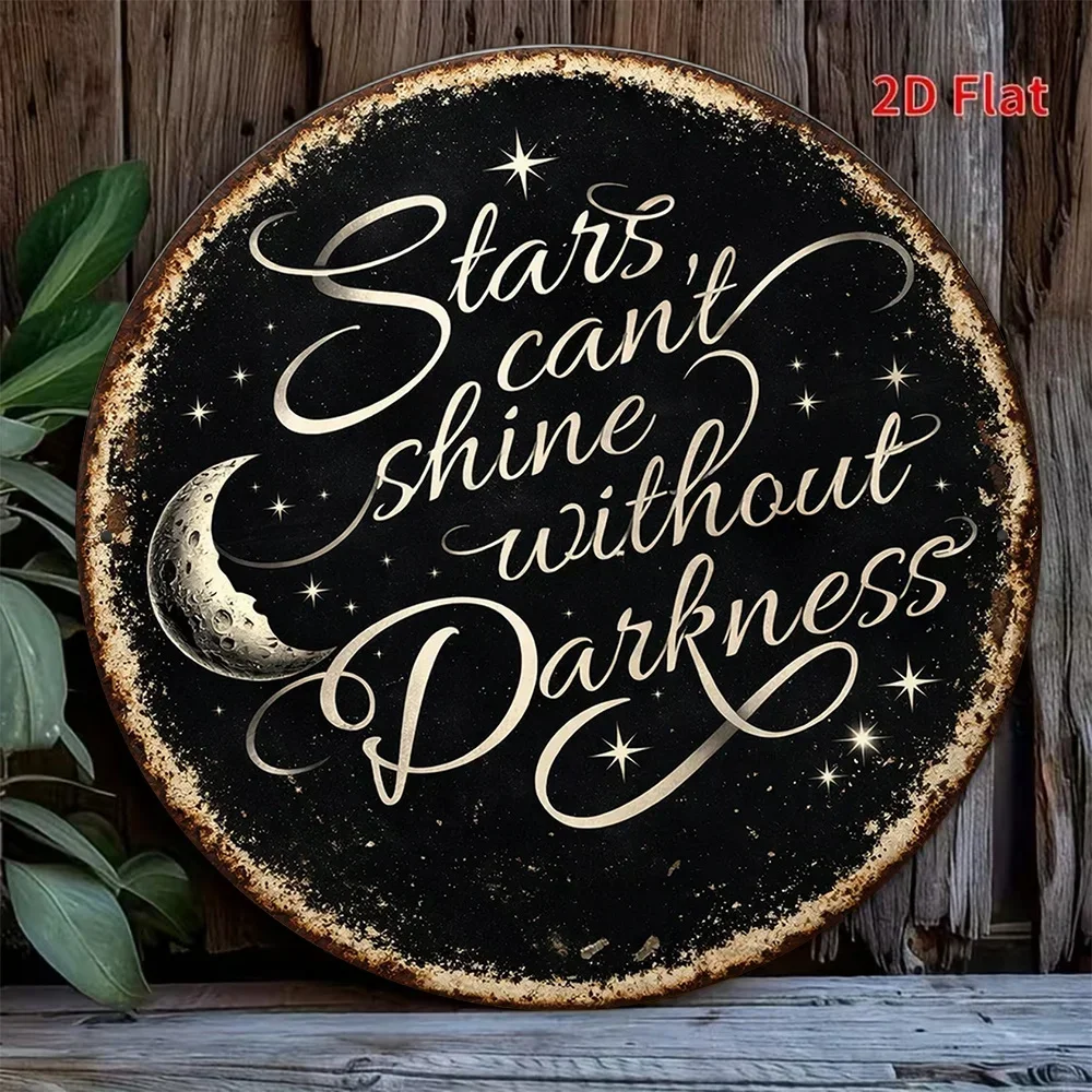 2D Flat - 【2D Flat】 2D Flat Print 1pc Metal Iron Sign. Round Sign | Inspirational Quote 