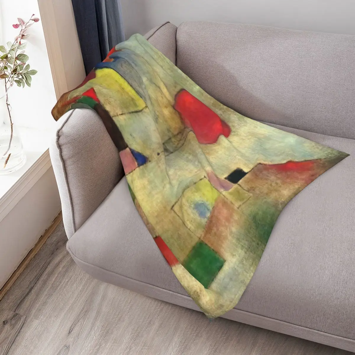 Paul Klee |   Ballon Rouge |   Art cubiste |   Couverture à jeter inspirée de Klee, Art pour enfants, tissu en flanelle, couvertures en peluche du mercredi