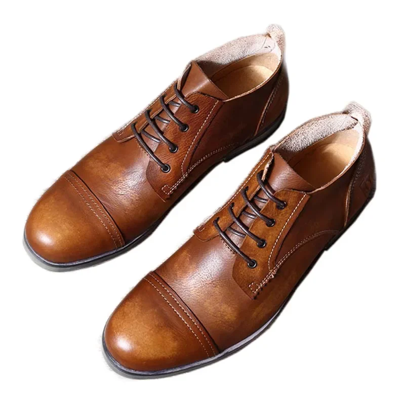 

Luxury Men Shoes Round Toe Genuine Leather Dress Shoes Formal Business Oxford Shoes for Men Zapatos Hombre Flats, Big Sizes 44