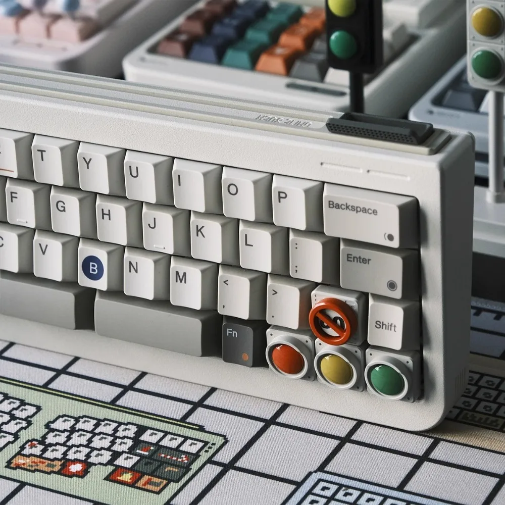 Verkehrslichter Thema Metall Tastenkappen Custom Retro Pink Cherry R4 ESC 1U Tastenkappen für mechanische Tastatur Spielzubehör Geschenk