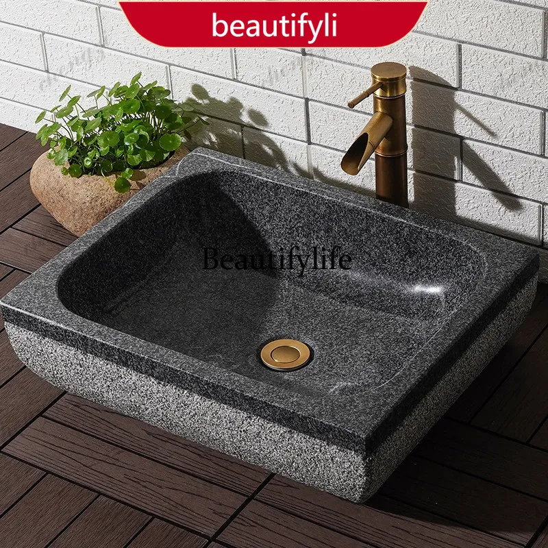 X188 natural granite platform stone wash basin, balcony basin, outdoor courtyard basin