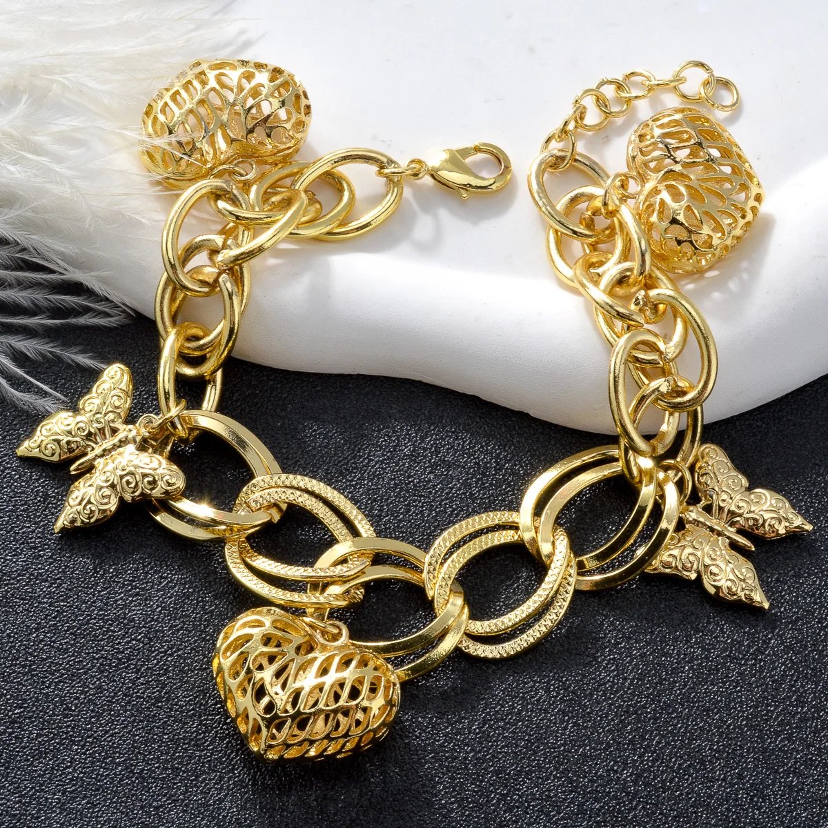 Luxury italian Charm Bracelet Jewelry For Women Hip Hop Punk 18K Gold Plated Bracelet New Trend Wedding Party Mother's Day Gift