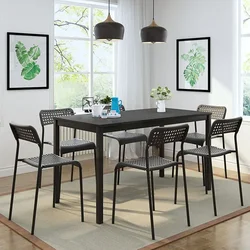 dining table 110*70 set with 4 chairs  in Melamine with metal legs in powder coated, simplicity dining room set