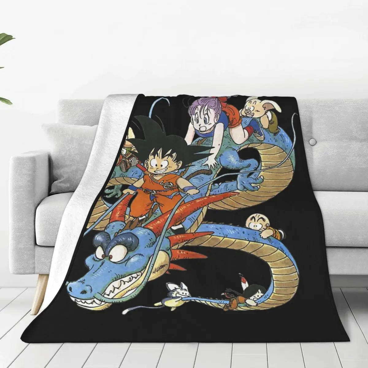 Goku With Friends Shenlong Dragon Ball Fleece Throw Blankets DBZ Blankets for Bed Outdoor Lightweight Thin Bedspread