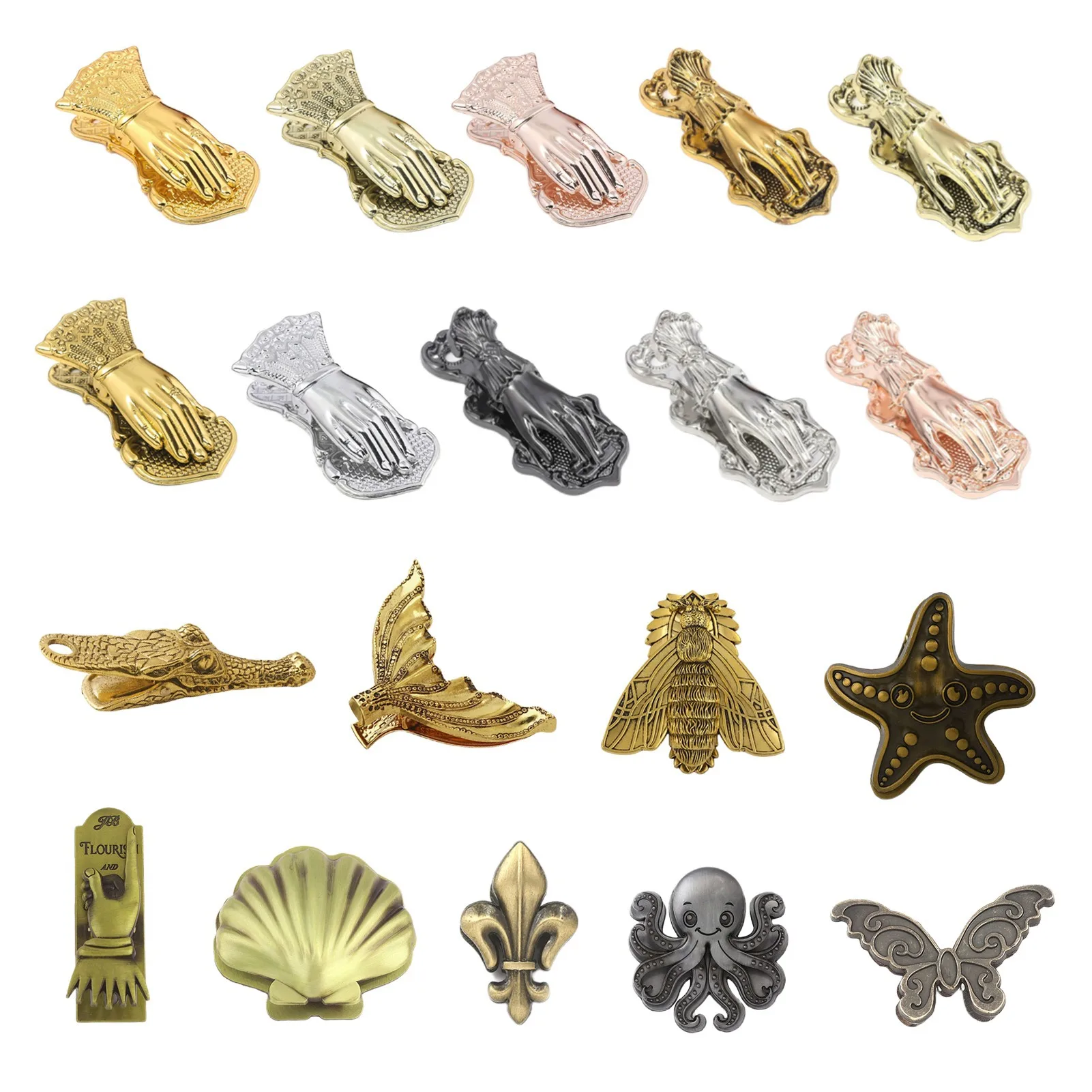 Vintage Lady Hand-shaped Brooch Butterfly & Starfish Animal-themed 3D Bookmark Clip Jewelry Gift For Book Lovers