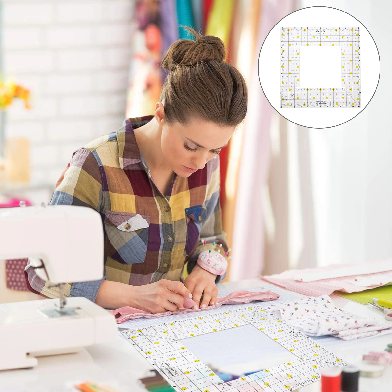 

Quilting Ruler Patchwork Hollow Square Template Sewing Fabric Cutting Clear Data Smooth Surface Professional Use
