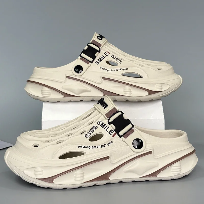 

Men's Slippers Summer Outdoor Sandals Clogs Home Garden Shoes for Men Beach Slippers Soft Bottom Baotou Clogs Slippers