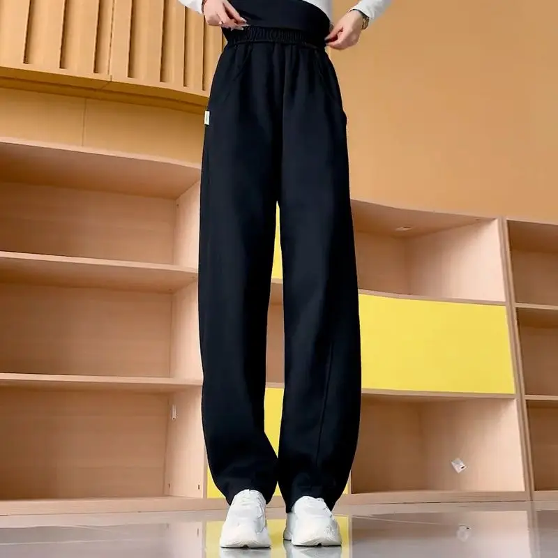 Spring New Popular Slim Wide Leg Pants for Autumn Sagging Loose Pants with Velvet Joggers Women