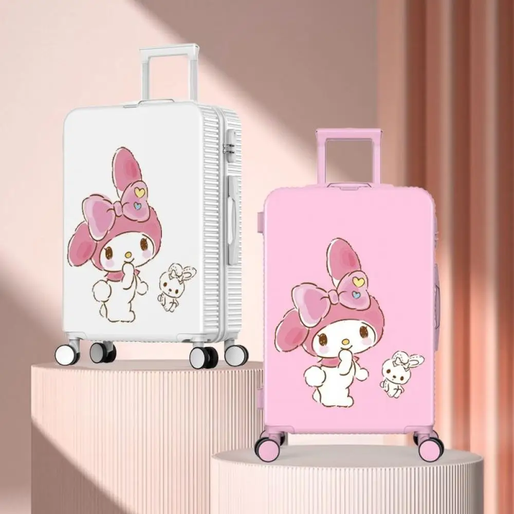 Sanrioed My Melody18-26 Inches Trolley Case Cute Suitcase Anime Kawaii Mute Universal Wheel Student Travel High Capacity Storage