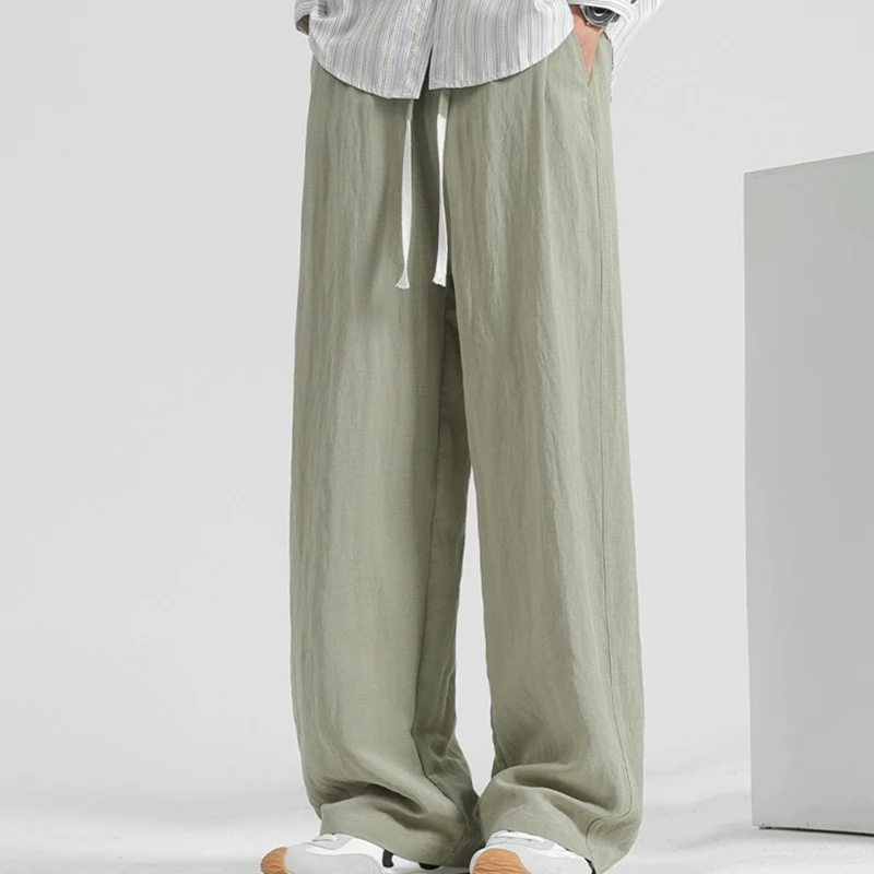 Pants Men's Large Size Trousers Casual Solid Color Pants Versatile Straight Wide Leg Loose Breathable Men's Casual Pants