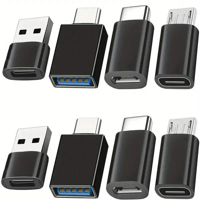 4/8pcs USB C Female Adapter Set USB A To USB C Micro USB To Type C Converter For Car Charger Laptop Phone