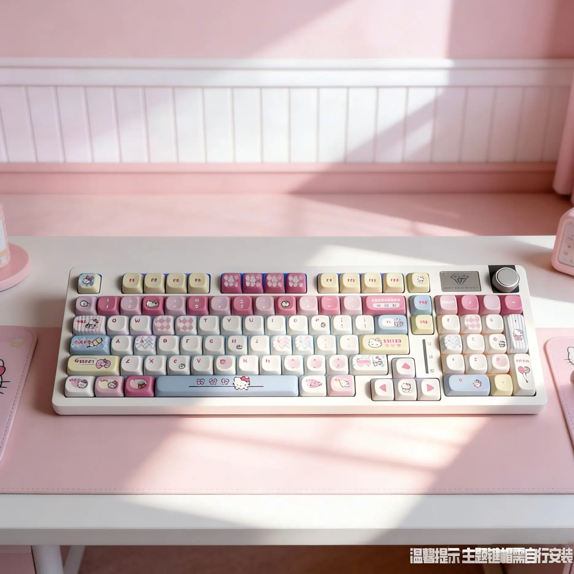 

Anime Sanrio Hello Kitty Tri-mode Mechanical Keyboard Customized Gaming E-sports Computer Keyboard Kawaii Lovely Decor for Girls